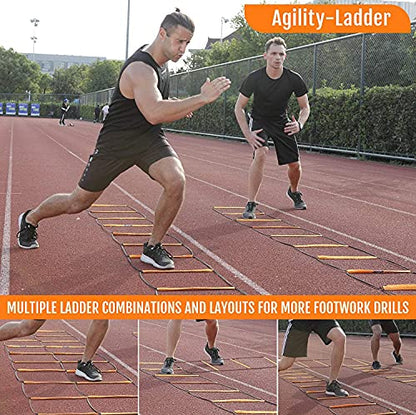 Agility Ladder, Agility Training Equipment, Soccer Speed Ladder, Football Footwork Ladder, Workout Ladder for Kid Adult, Foldable Instant Set-up & Tangle-Free & Carry Bag(4/8/8+4/12 Rung) - size: 12 rung