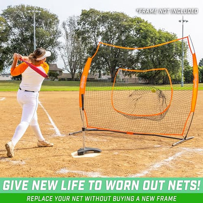 GoSports Replacement 7 x 7 ft Baseball Net - NET ONLY - Frame NOT Included - Choose Your Color - color: Orange