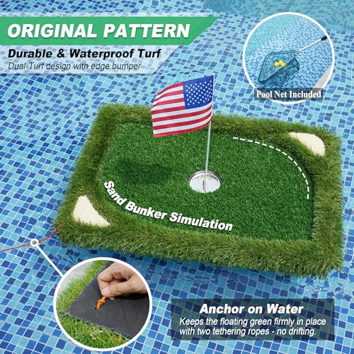 SENSECLUB Foldable Chipping Net & Floating Green, Indoor Golf Practice Chipping Target, Backyard Golf Game & Gifts - style: Floating Chipping Green