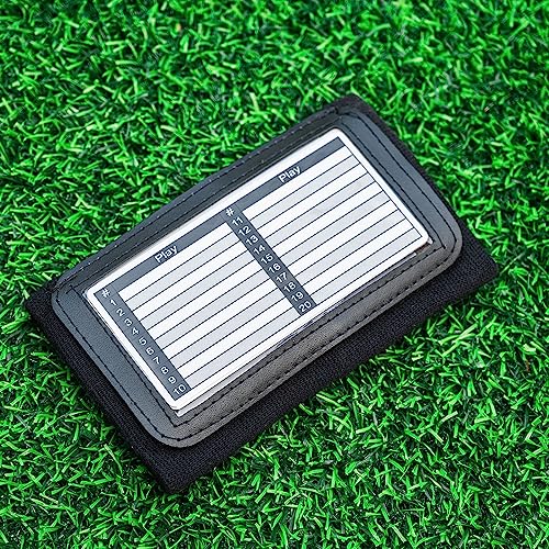 5 Pack Youth Quarterback Wristband - Triple Windows QB Wristband - 3 Playsheet Compartments- Great for Football, Baseball, All Sports(Youth, 5 Pack) - color: Black