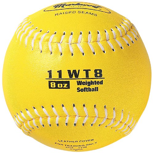 Markwort Color Coded Weighted 11-Inch Softball for Training and Practice - color: Yellow