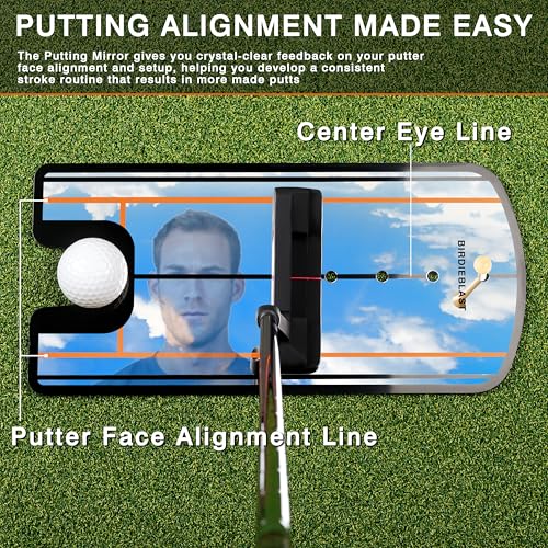Golf Putting Mirror, Putting Mirror Training Aid for Golf with Putter Line,Golf Training Putters for Beginners - style: Not Includes 3 Gates