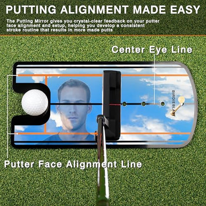Golf Putting Mirror, Putting Mirror Training Aid for Golf with Putter Line,Golf Training Putters for Beginners - style: Not Includes 3 Gates