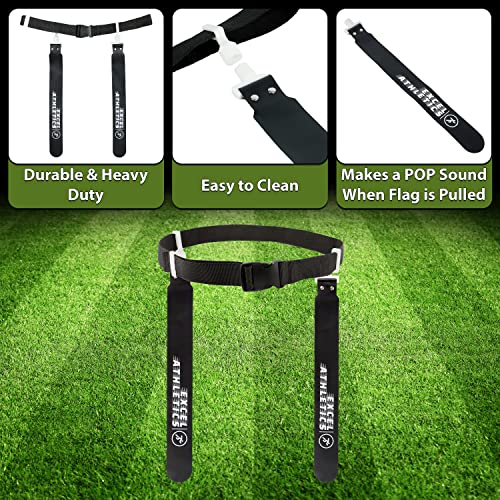 Flag Football Set, Adjustable Flag Football Belts for Youth, Kids & Adults with 1 Belt & 2 Flags (White)