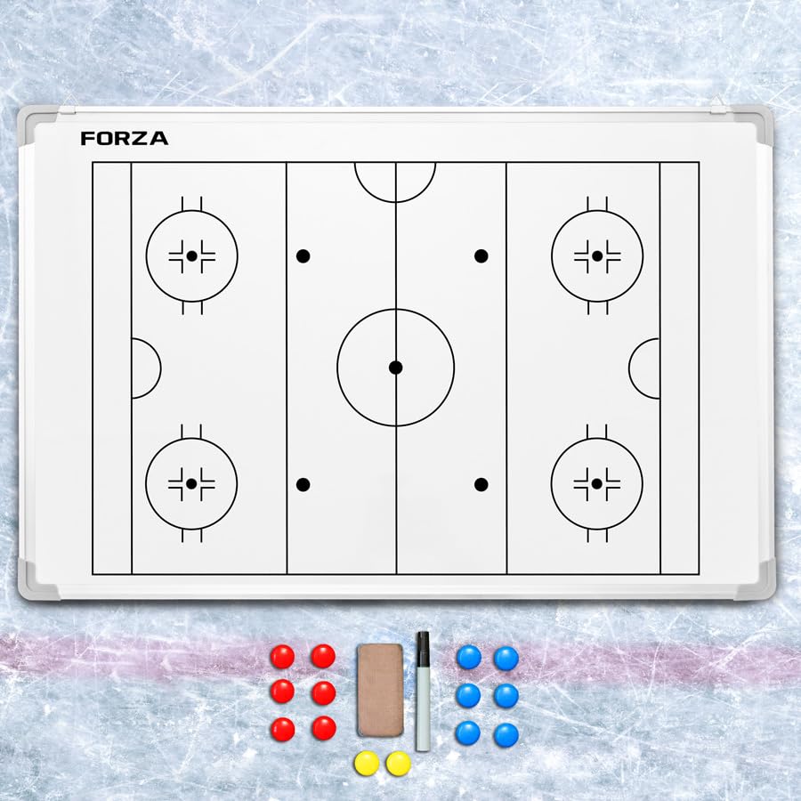 FORZA 35in x 24in Double-Sided Sports Coaching Whiteboard | 13 Sport Options - Dry Erase Board Equipped with Magnetic Markers, Pen & Eraser (Hockey, Without Carry Bag) - size: Without Carry Bag, style: Ice Hockey