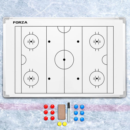 FORZA 35in x 24in Double-Sided Sports Coaching Whiteboard | 13 Sport Options - Dry Erase Board Equipped with Magnetic Markers, Pen & Eraser (Hockey, Without Carry Bag) - size: Without Carry Bag, style: Ice Hockey