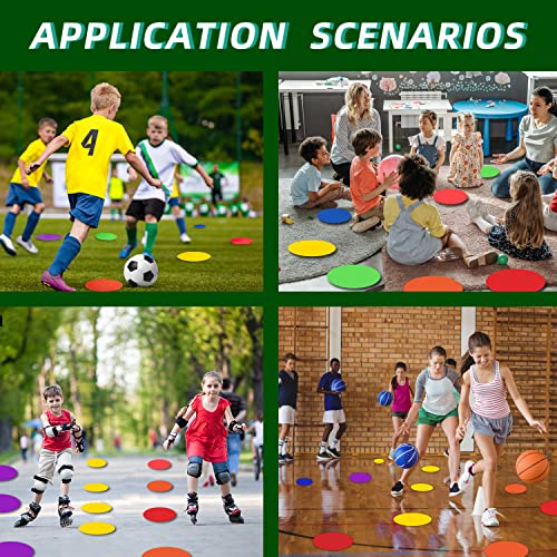Poly Spot Markers 9 inch 18 Pcs Non-Slip Rubber Agility Markers Flat Field Cones Floor Dots for Football, Soccer, Basketball Training Markers, School Exercise Drills, Social Distancing, Dance Practice