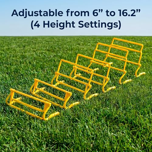 Japard 6 Pcs Agility Hurdles Speed Training Equipment, 4 Height Adjustable Setting, Soccer Training Equipment for Youth Adults