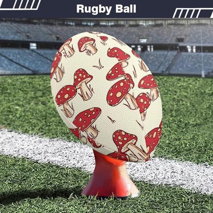 SYtrade Recreational Football Game Footballs PU Composite Leather Footballs for Training Indoor Outdoor - color: Red Mushroom Khaki