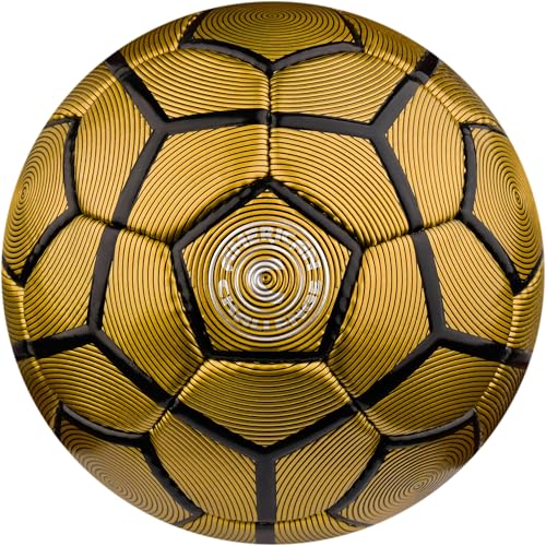 Bergamo Soccer Ball – Professional Training Soccer Ball for Grass Fields – Durable TPU Machine Stitched Soccer Balls – Sizes 3, 4 & 5 – Outdoor Practice & Match Play - color: Gold/Black, size: 4