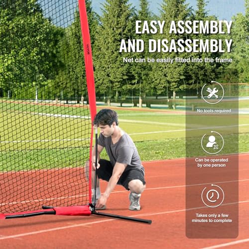 VEVOR 7X7ft/12X9ft/16X10ft/20x10ft Barricade Backstop Net, Ball Sports Barrier Netting, Portable Practice Net for Baseball Softball Lacrosse Hockey Basketball Equipment Training Net