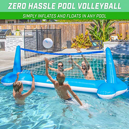 GoSports Splash Net Air, Inflatable Pool Volleyball Game - Includes Floating Net, Water Volleyballs and Ball Pump
