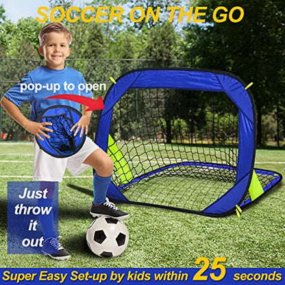 EVERRUSH Pop Up Soccer Goals Nets for Backyard Beach Soccer Training Net Mini Portable Foldable Lightweight Indoor + Outdoor Football Goal with Carry Bag - style: Blue
