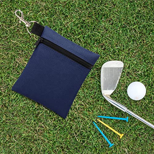 Golf Tee Pouch, 5.62 X 6.87 Inch Professional Zipper Golf Tee/Ball Pouch Bag with Metal Lobster Claw Clip - color: Navy Blue