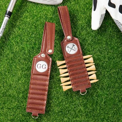 ipetlive Personalized Golf Tee Holder, Leather Custom Monogram Name Golf Bag Accessory, 3 Colors Gifts for Men Women Dad Mother