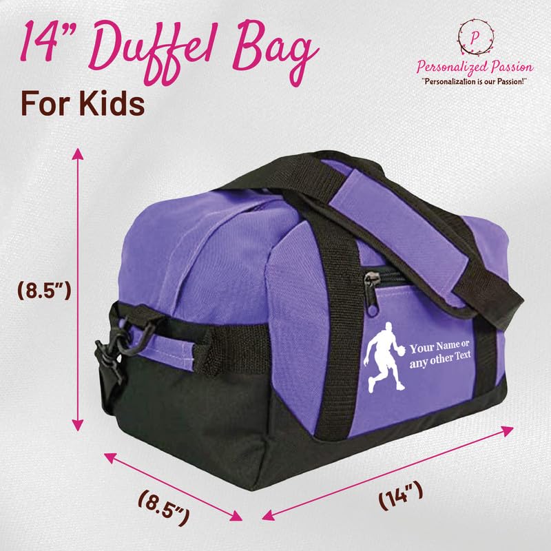 14” Small Sports Duffel Bags for Kids - Waterproof Travel Duffle with Name & Gymnastics Design - Pink Two-Toned Kids Weekender Bag for Boys and Girls - color: Pink, style: Gymnastics