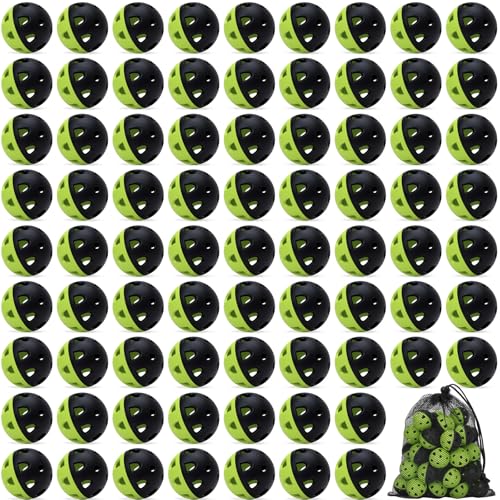 Coopay 20/40/80 Pack Mini Plastic Practice Baseballs, 1.65inch Small Soft Training Balls with Drawstring Bag for Baseball Hitting, Pitching & Batting Training, Indoor & Outdoor - color: Half Color Green/Black, style: 80 Pack