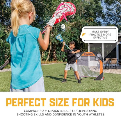 Franklin Sports Youth Lacrosse Pop-Up Goal – 3’x3’ Portable Net with Carrying Case – Backyard Practice Goal for Kids – Easy Setup with Ground Stakes – Improve Shooting Accuracy