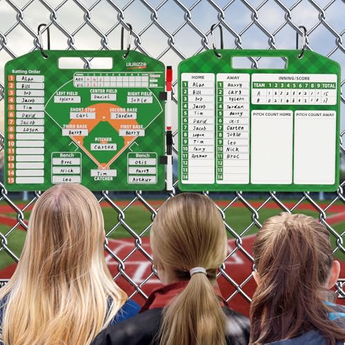Magnetic Baseball Lineup Board，Baseballs Lineup Cards Baseball Lineup Board for Dugout Baseballs Clipboard for Coaches Softball Coach Must Haves Marker Boards Baseball Coaching Accessories（Green）