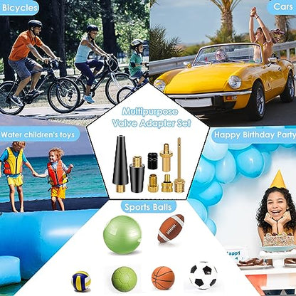 14PCS Bicycle Valve Adapter DV SV AV Converter,Presta Schrader Valve Adapter, Ball Pump Needle, Inflation Needle, Tire Valve Caps,Air Pump Needle Set for All Bike,Sports Ball,Pump,Inflatable Equipment