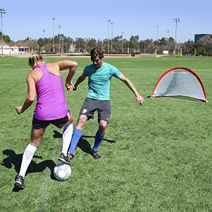 GoSports Portable Pop-Up Soccer Goals for Backyard - Kids & Adults - Set of Two Nets with Agility Training Cones and Carrying Case - size: 6 ft Round