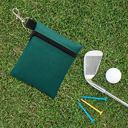 Golf Tee Pouch, 5.62 X 6.87 Inch Professional Zipper Golf Tee/Ball Pouch Bag with Metal Lobster Claw Clip - color: HUNTER GREEN