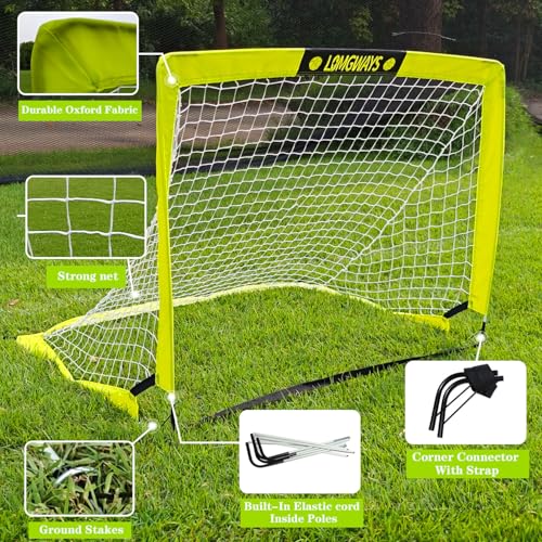 LOMGWAYS Soccer Goal – Foldable Frame Net for Kids + Youth – Indoor + Outdoor Soccer Goal with Carry Bag – Easy Set up – Multiple Sizes for Practice & Games - size: 4x3FT