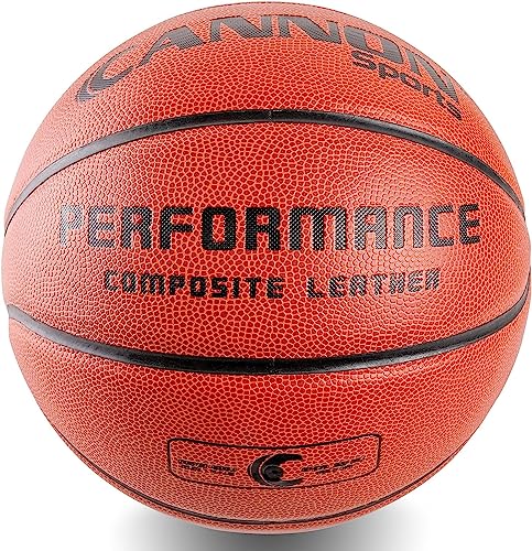 Cannon Sports Composite Leather Basketball for Team Games & Training - Official Size 7-29.5" Men's Basketball Indoor/Outdoor - Good Grip & Bounce - Pump Included