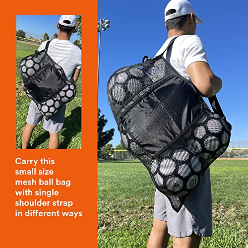 Fitdom Extra Large Heavy Duty Mesh Bag. Best for Soccer Ball, Water Sports, Beach Cloth, Swimming Gears. Adjustable Shoulder Strap. Secure Side Pocket - style: 28" X 18" Small