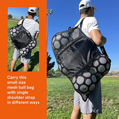 Fitdom Extra Large Heavy Duty Mesh Bag. Best for Soccer Ball, Water Sports, Beach Cloth, Swimming Gears. Adjustable Shoulder Strap. Secure Side Pocket - style: 28" X 18" Small