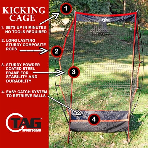 TAG Portable Football Kicking Net with Longsnapper Target, 4 Punting Targets, Ball Catch System, Sets Up in Minutes, No Tools Required with Travel Bag