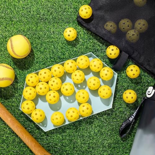 Lunmon 36 Pcs Practice Baseball 42mm Small Training Balls Plastic Hollow Softballs Golf Balls with a Drawstring Bag for Backyard Hitting Batting Training Indoor Outdoor Use