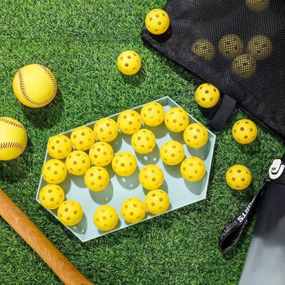 Lunmon 36 Pcs Practice Baseball 42mm Small Training Balls Plastic Hollow Softballs Golf Balls with a Drawstring Bag for Backyard Hitting Batting Training Indoor Outdoor Use