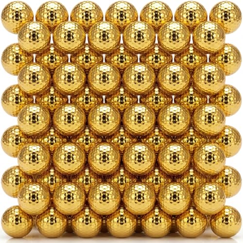 Shappy Golf Balls High Visibility Metallic Colored Golf Ball Funny Gifts for Men Dad Grandfather Novelty Practice Ball Golfer Gift Bulk - color: Gold