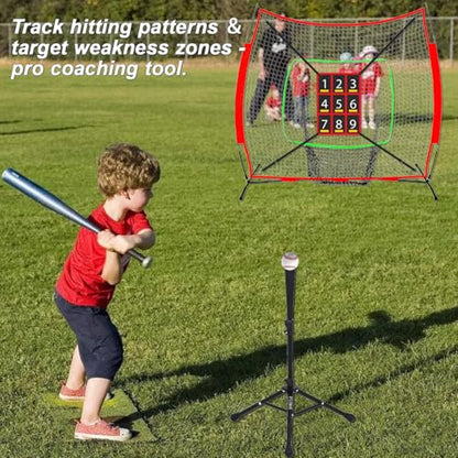 9-Section Numbered Strike Zone Trainer for Baseball & Softball | Adjustable 19"x27" Pitching Target Net to Improve Pitching Control & Hitting Accuracy for All Ages.