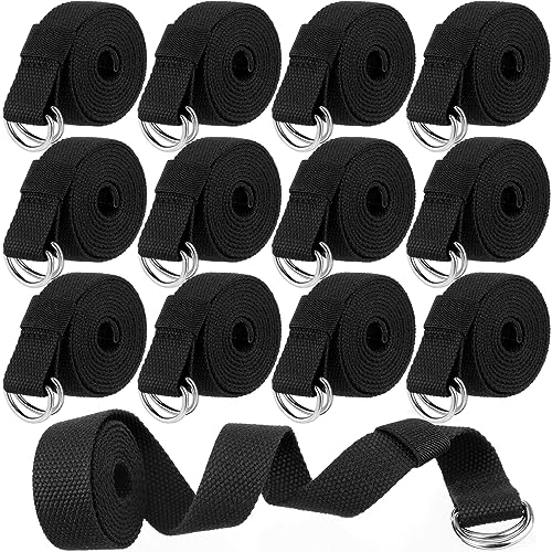 Toulite 12 Pcs Web Football Belts Canvas Belt Long Web Belt Flag Football with Metal for Men Women Kids 1 Inch Wide - color: Black