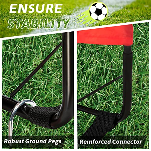 L RUNNZER Kids Soccer Goal, Pop Up Soccer Goal Net for Backyard, Set of 2 with Portable Carrying Case - color: Red, style: 6.3'x3.6', 2 Set