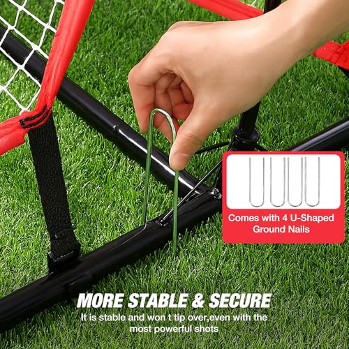 WARMOUNTS 2-in-1 Soccer Rebounder Net, 6x4.7ft Dual-Sided Soccer Trainer for Shooting & Passing Practice, Portable Soccer Kickback Net with Metal Stakes & Carry Bag for Kids/Adults