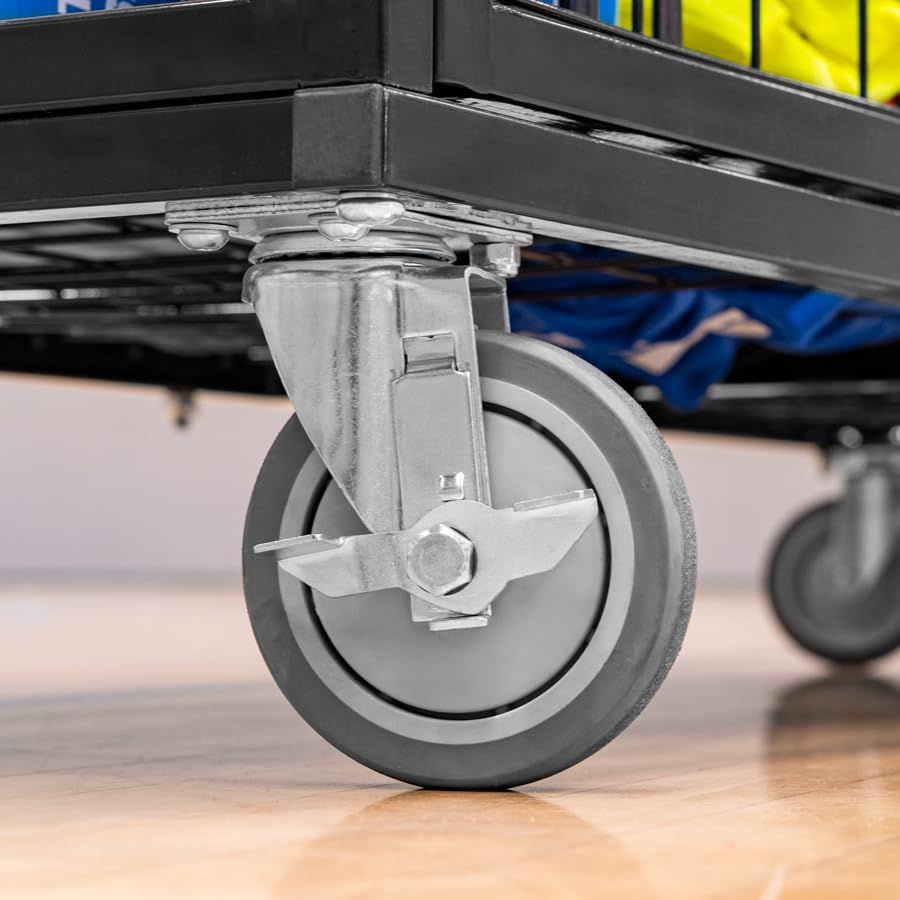 FORZA XL Sports Equipment Storage Cabinet & Cart | Portable Rolling Cart with Mesh Shelves & Lockable Design - Ideal for Schools, Gyms and Sports Centers