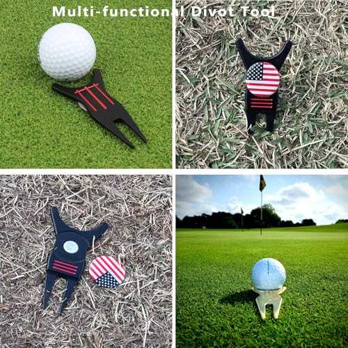 Golf Divot Repair Tool with Removable Magnetic Golf Ball Marker Alignment, Golf Divot Tool with Alignment Lines on Both Sides
