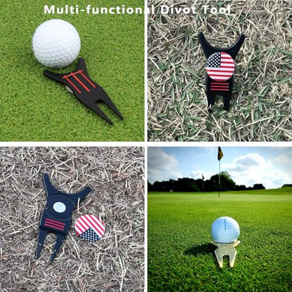 Golf Divot Repair Tool with Removable Magnetic Golf Ball Marker Alignment, Golf Divot Tool with Alignment Lines on Both Sides