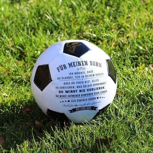 Traditional Black White Soccer Ball High Performance Diameter 21cm/ 8.3 Inch, I Love You Inspirational Soccer Gifts for Birthday Christmas - color: Meinen Sohn