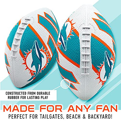 Franklin Sports NFL Team Footballs - Rubber Youth Mini Balls for All Teams - Kids 8.5" Football + Air Pump Sets - Official NFL Licensed - style: Miami Dolphins