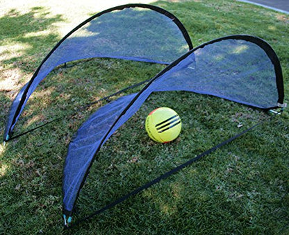 BlueDot Trading Set of Two (2) Portable Pop-Up Foldable Soccer Indoor or Outdoor Goals Child Soccer Nets, 5 Foot / 1.6 Meters, Black Trim with Carrying Bag
