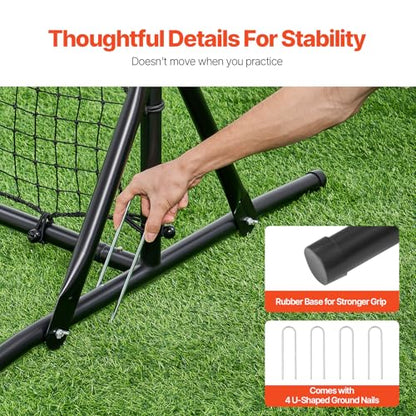 VEVOR Soccer Rebound Trainer, Iron Soccer Training Equipment, Sports Football Rebounder Wall, Double-Sided Rebounding Net, Easy Assembly, Perfect for Backyard Practicing, Solo Training, Passing - size: 6x4FT