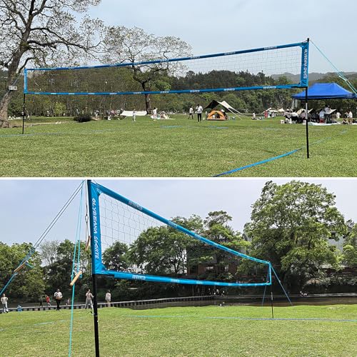 Professional Volleyball Net Set for Outdoor Fun with Adjustable Aluminum Poles, Upgraded Anti-sag Net, PU Volleyball, Boundary Line, Large Carry Bag