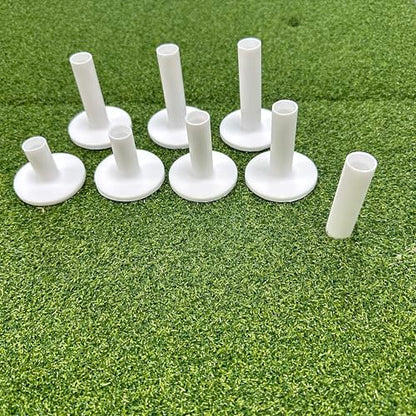 Rubber Golf Tees for Mats, Durability White Driving Range Tees, Value 8 Pack in Mixed Size