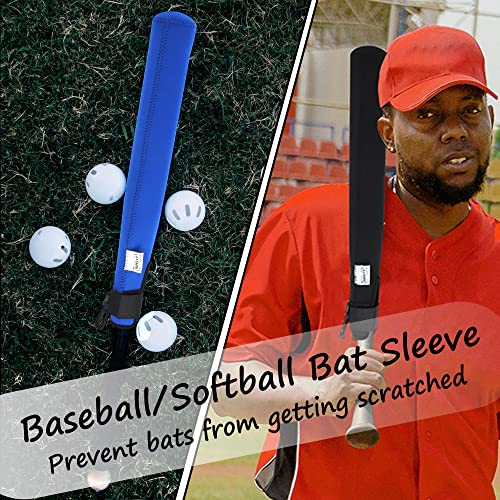 ILHSTY Bat Protector Sleeve for Baseball & Softball, Bat Warmer & Cover With Hook - color: Black, Blue