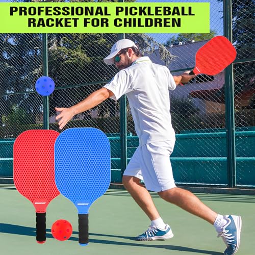 GOODLYSPORTS Kids Pickleball Paddles Set of 2 - Lightweight Pickleball Racket, Outdoor Games for Kids Ages 4-8, Pickleball Gifts for Training Beach & Backyard Ages 8-12