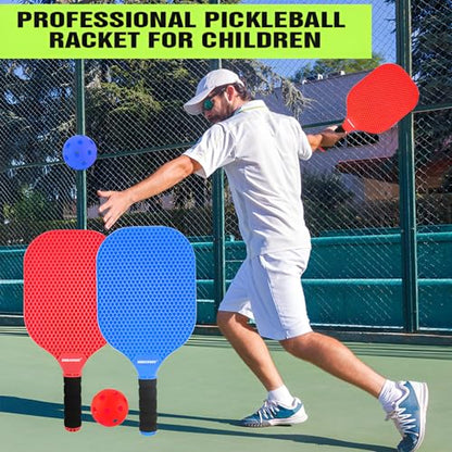 GOODLYSPORTS Kids Pickleball Paddles Set of 2 - Lightweight Pickleball Racket, Outdoor Games for Kids Ages 4-8, Pickleball Gifts for Training Beach & Backyard Ages 8-12